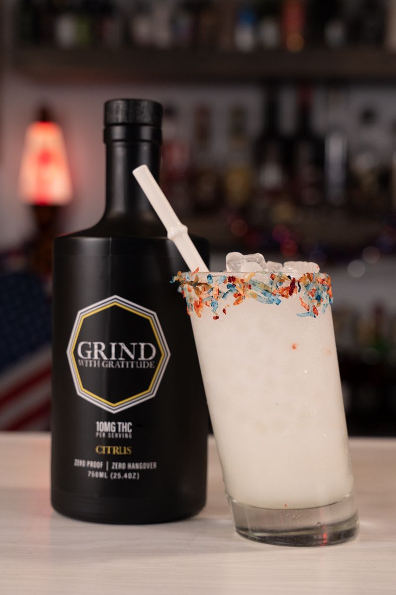 Grind with Gratitude bottle, 10mg THC per serving