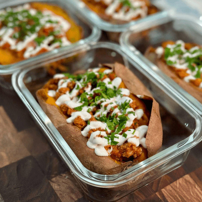 High-Protein Turkey Stuffed Sweet Potatoes