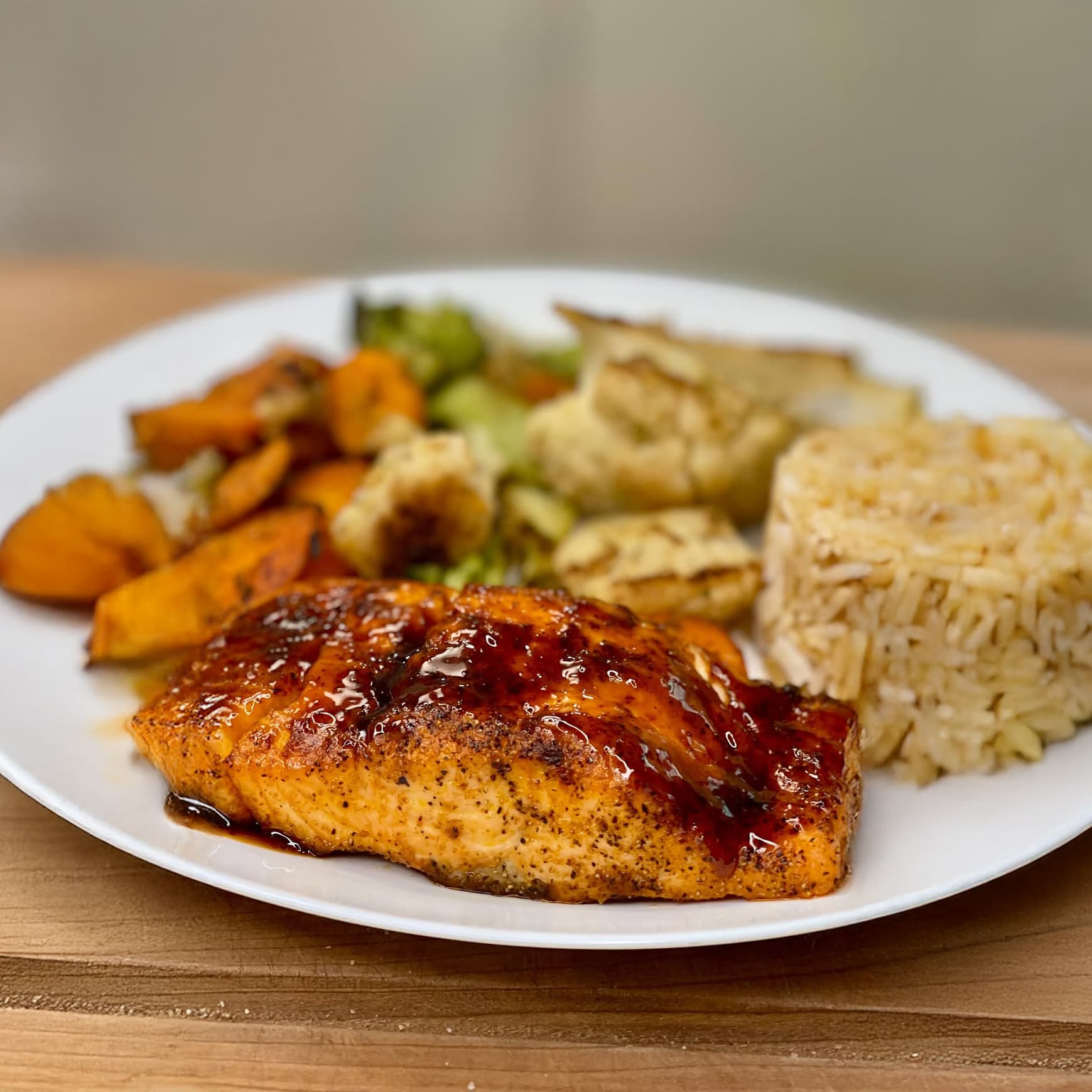 Salmon Veggie Rice Bowl