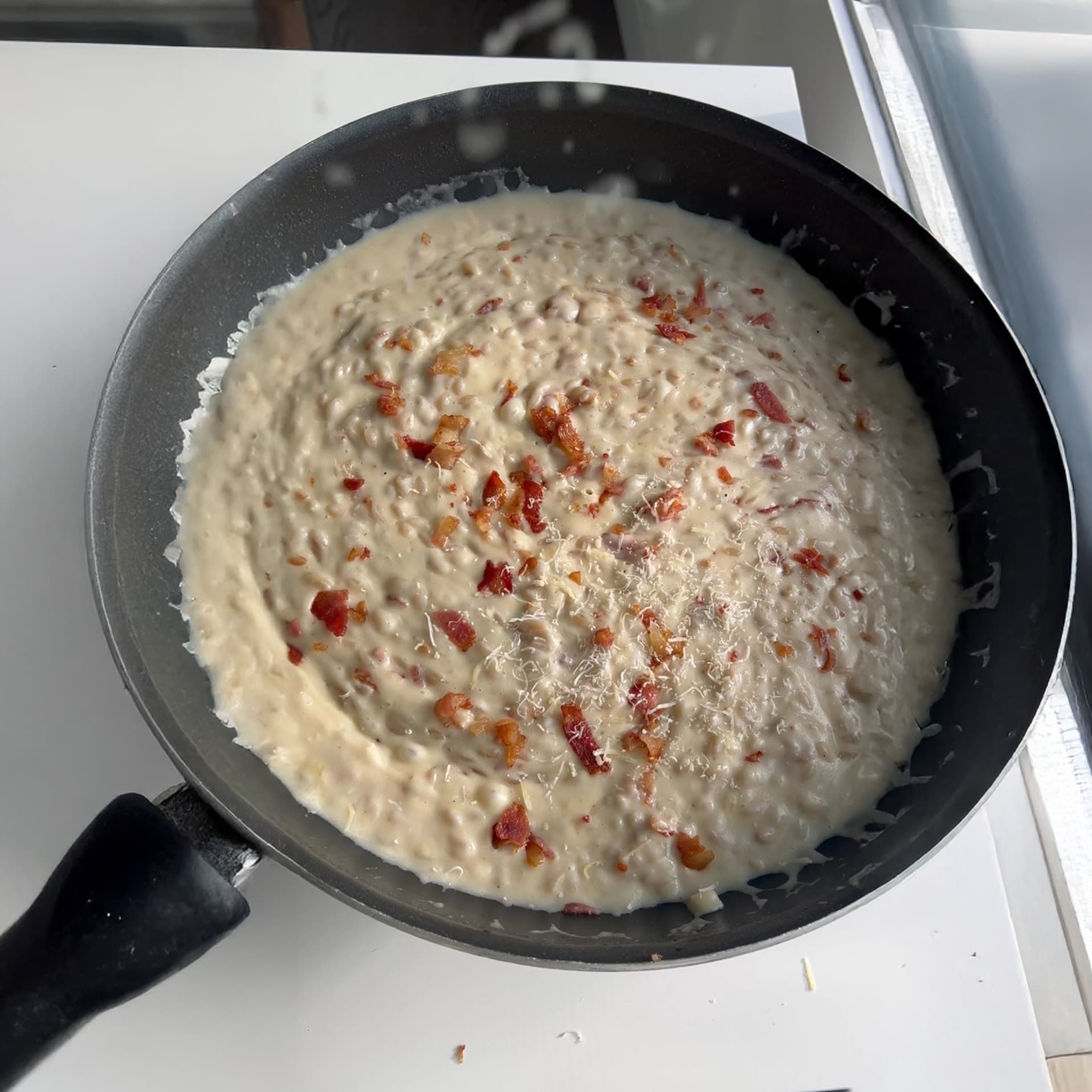 Cheesy Orzo with Bacon