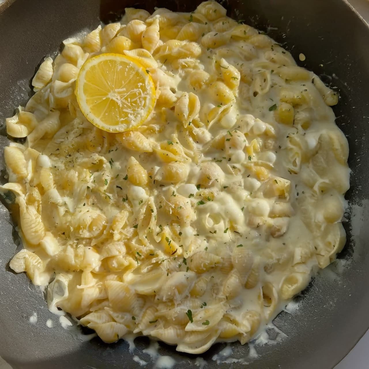 Lemon Cream Pasta with Roasted Garlic