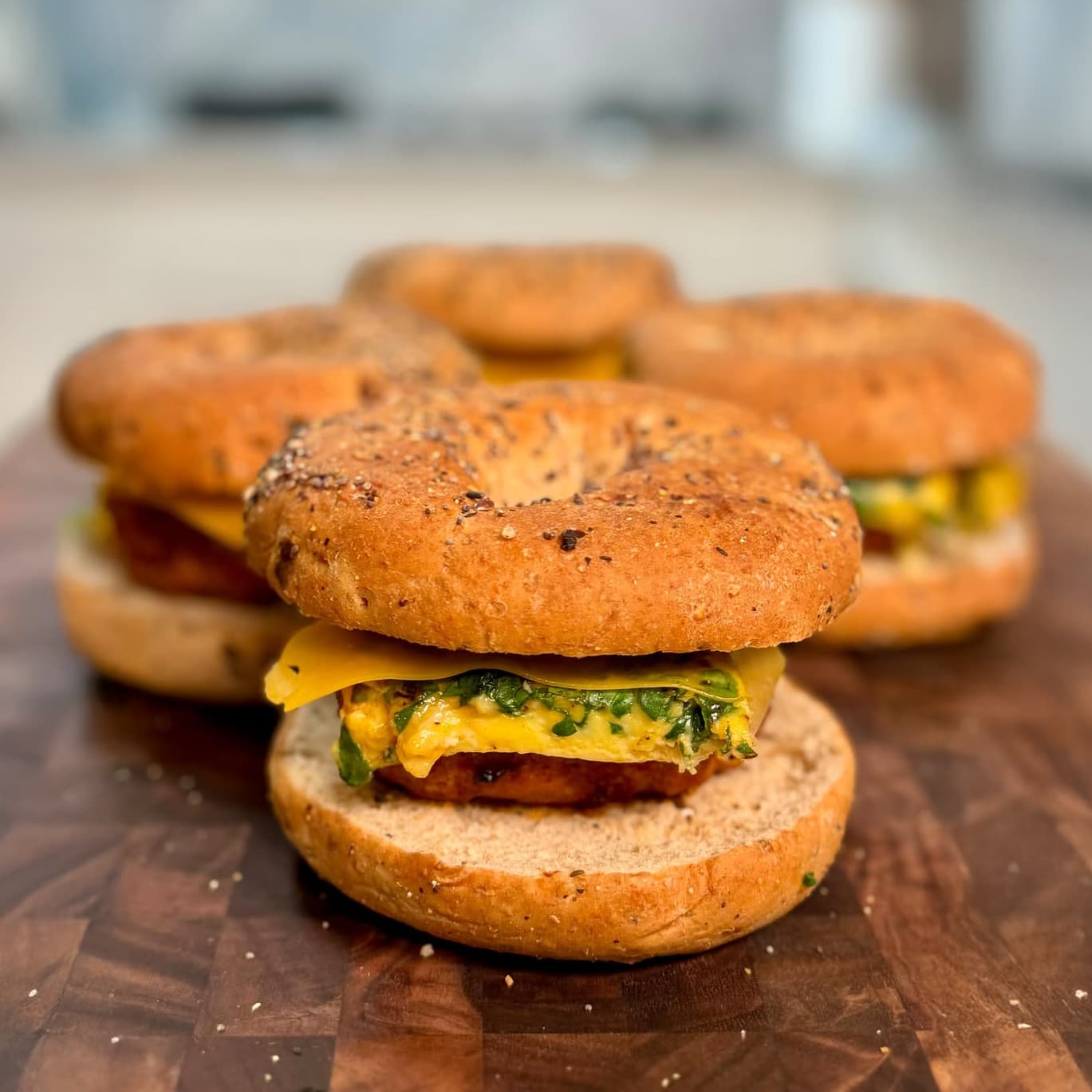 High-Protein Low-Calorie Breakfast Bagel Meal Prep