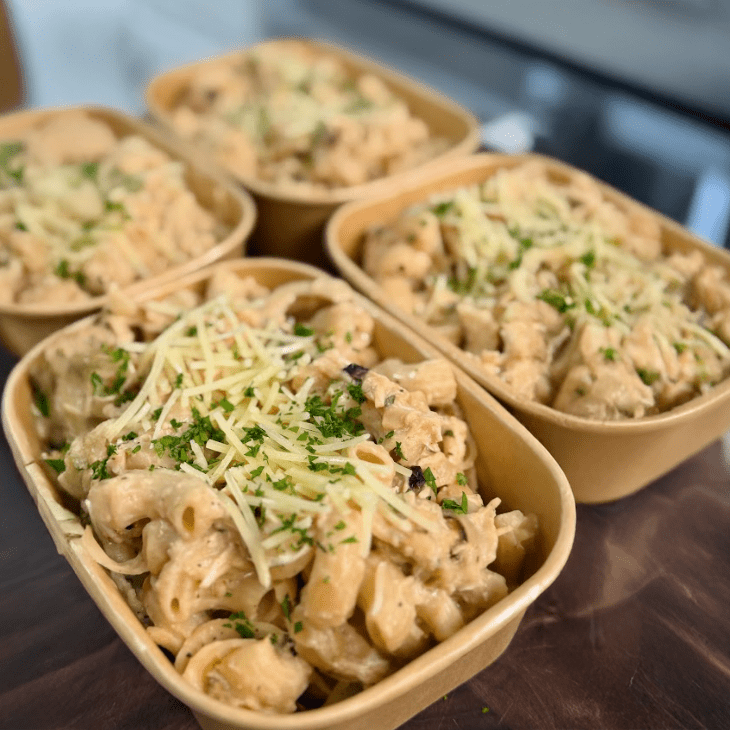 High Protein Shredded Chicken Alfredo Meal Prep
