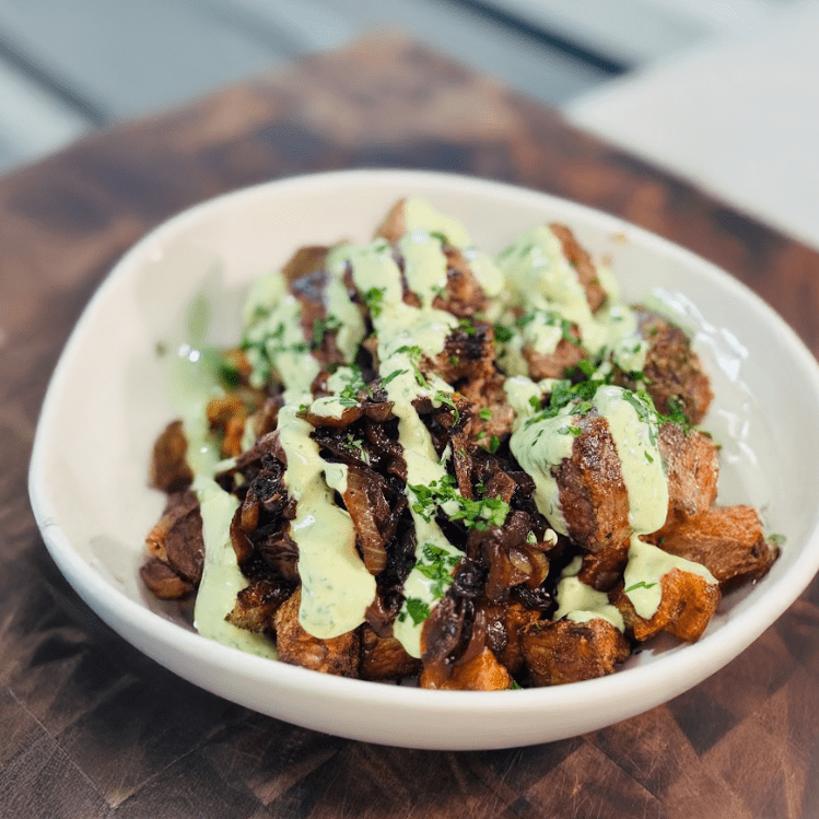 Garlic Herb Steak & Parmesan Potato Bowls