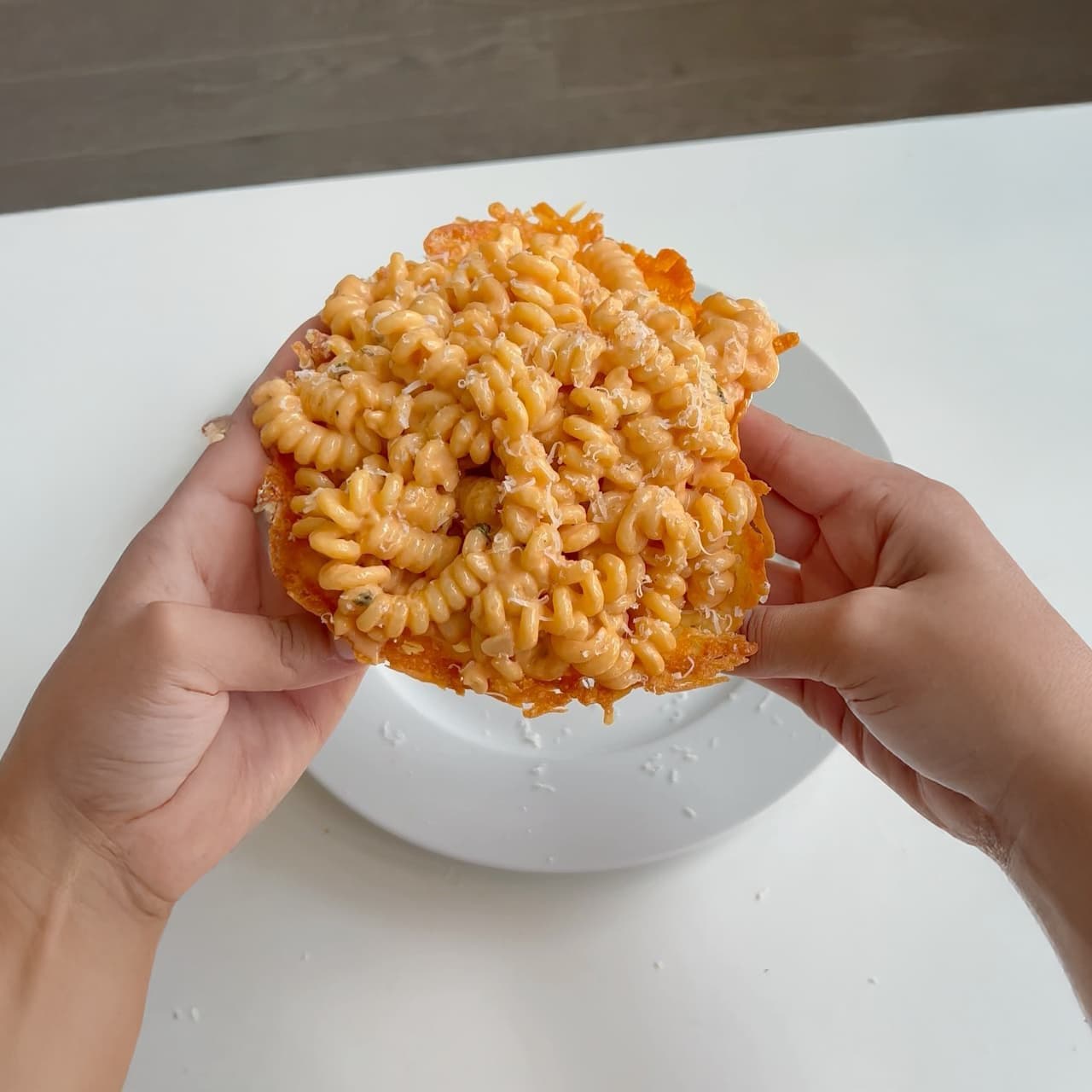 Parmesan Bowls with Creamy Tomato Pasta