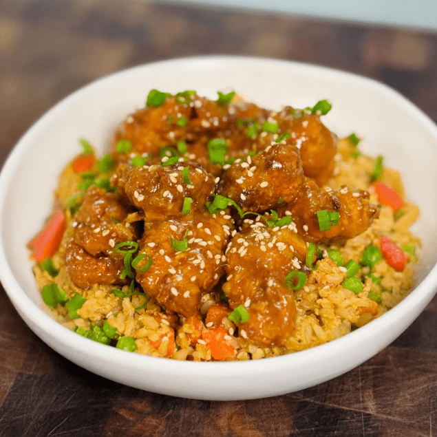 High Protein Crispy Orange Chicken Bowls