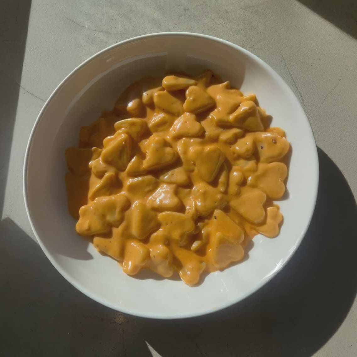 Gnocchi Hearts in Creamy Pink Sauce