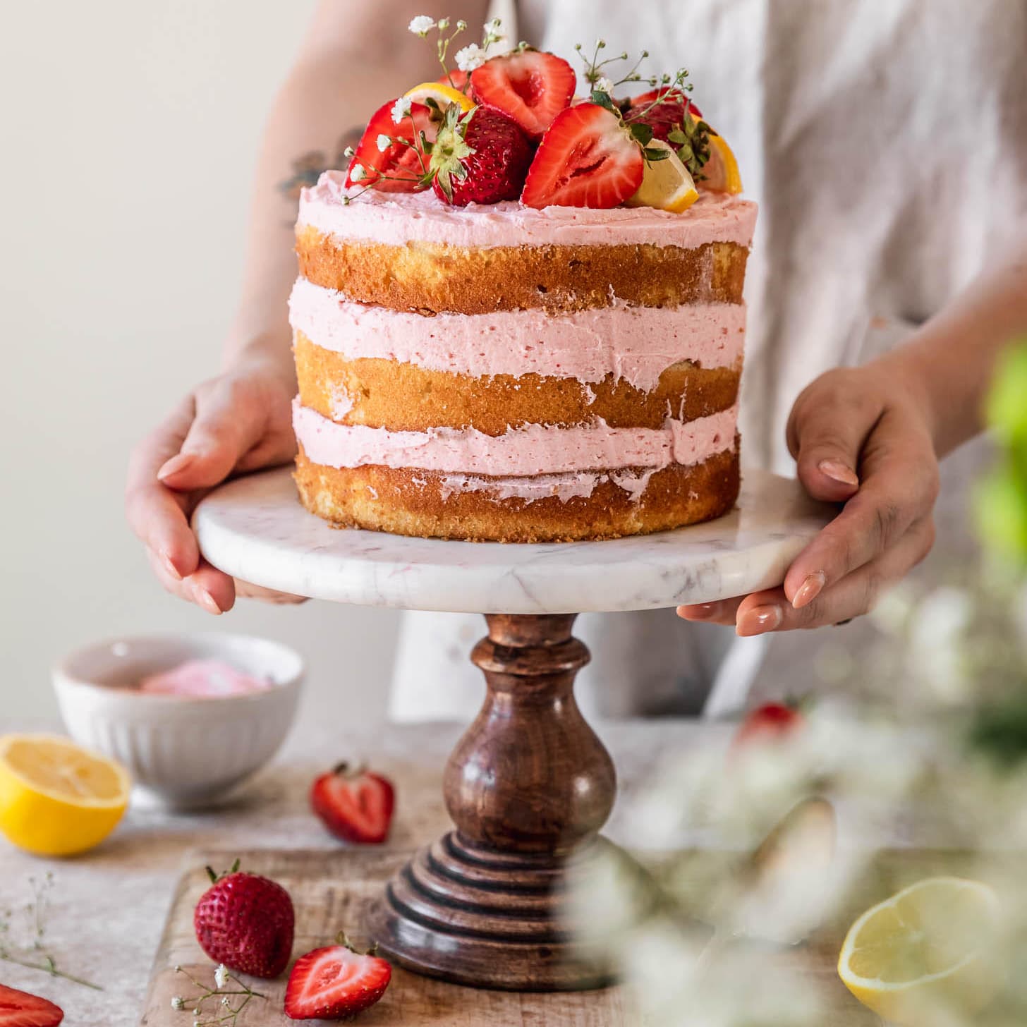 Ricotta Strawberry Lemon Cake