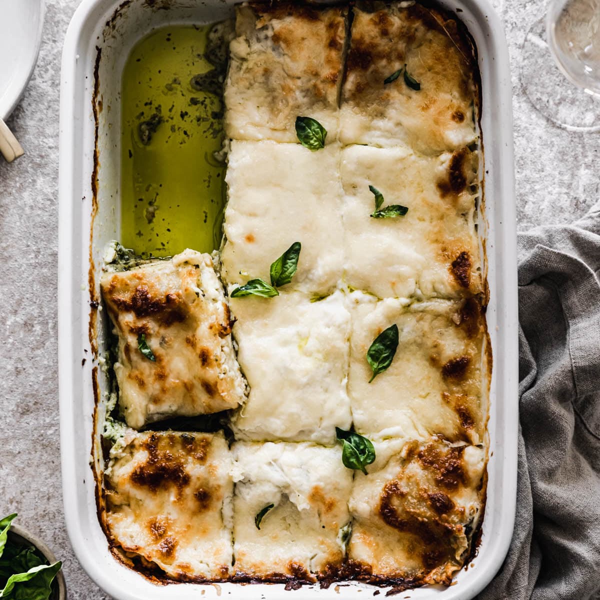 White Lasagna With Pesto & Pancetta