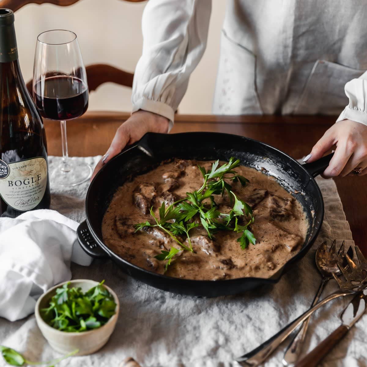 Beef Stroganoff With Shallots & Brandy