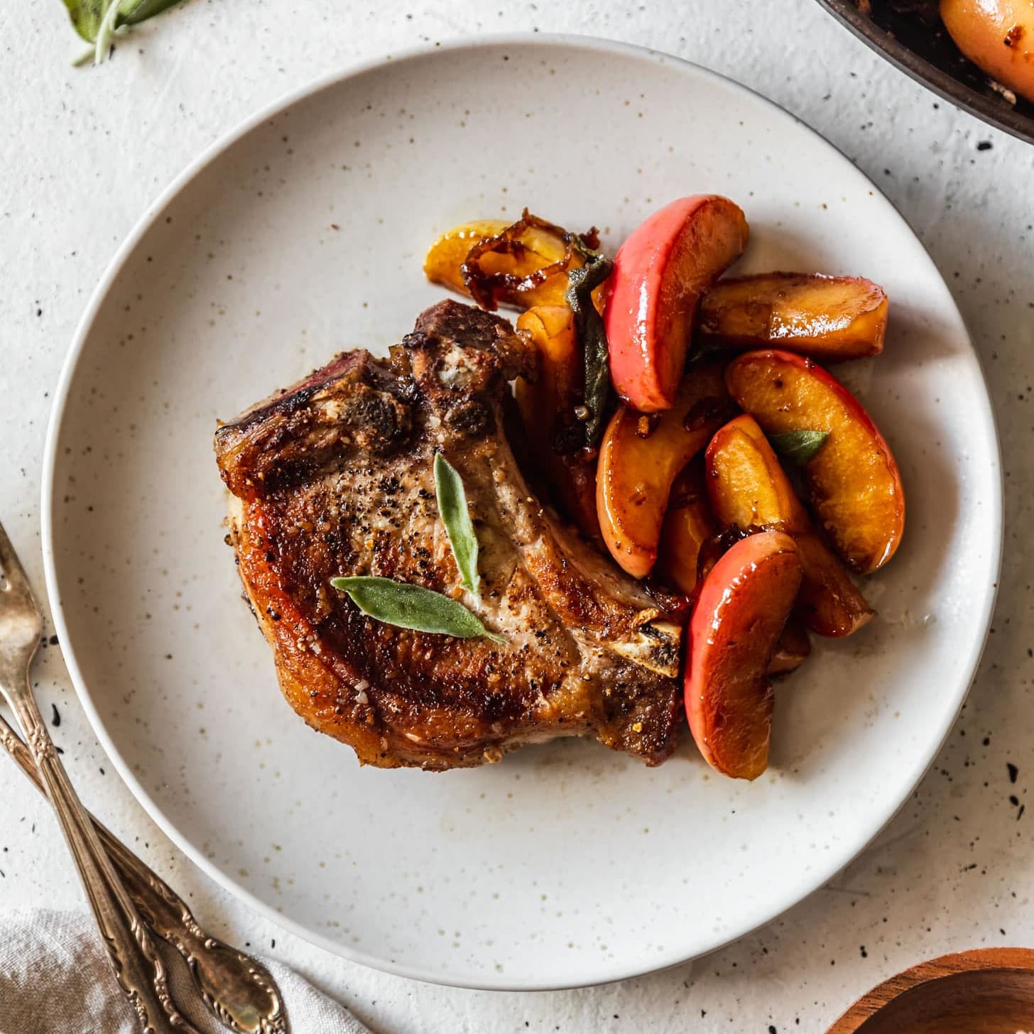 Apple Pork Chops With Bourbon & Sage