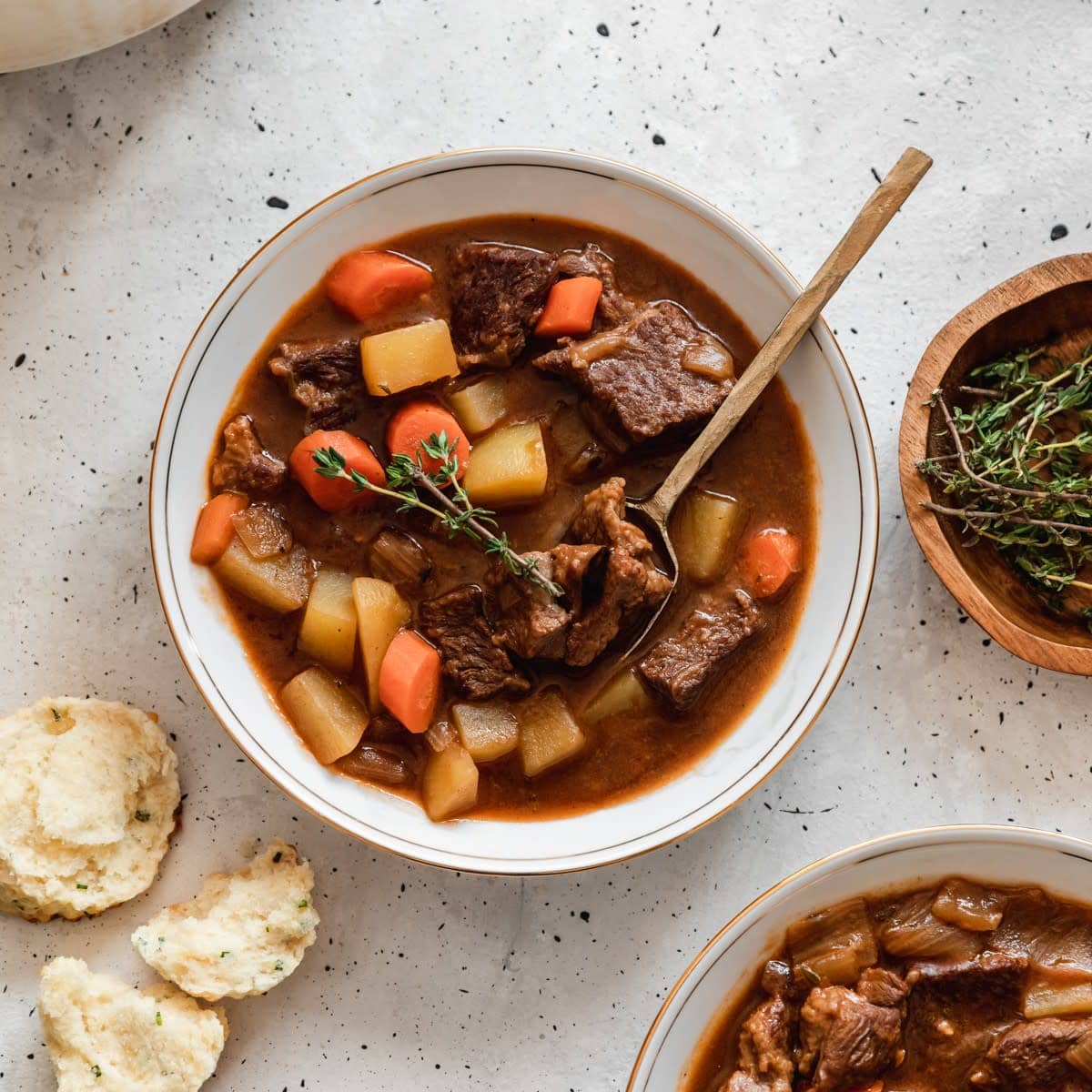 Irish Beef Stew + Cheddar Chive Biscuits