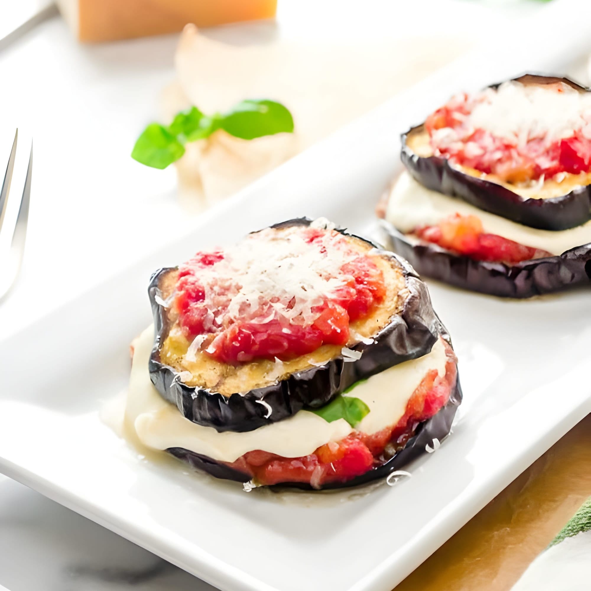 Grilled Eggplant Parmesan Stacks