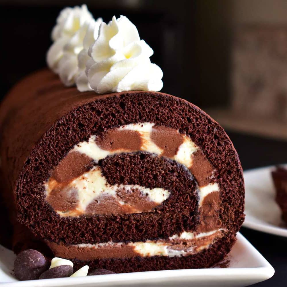 Triple Chocolate Roll Cake