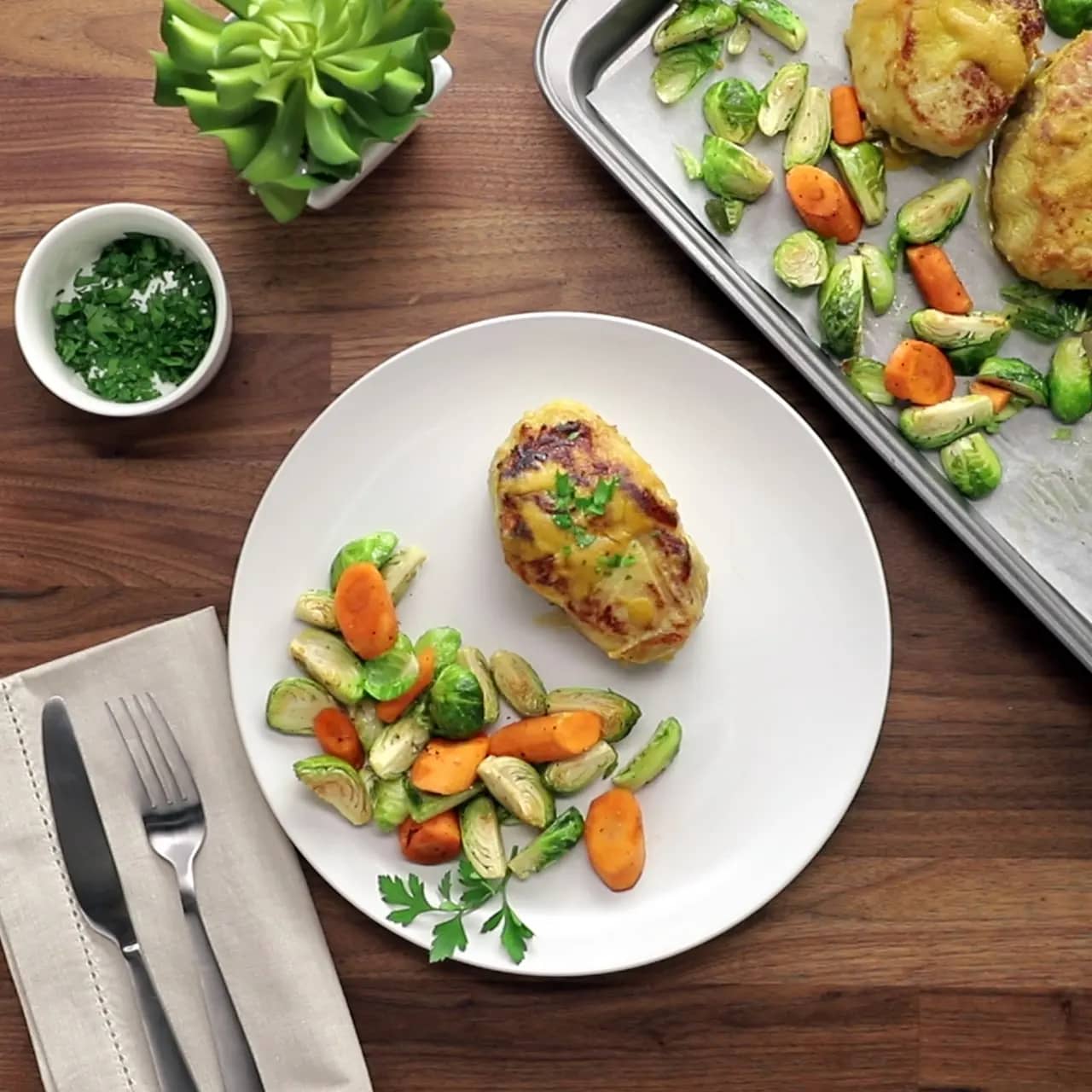 Sheet Pan Honey Mustard Pork Chops with Roasted Veggies