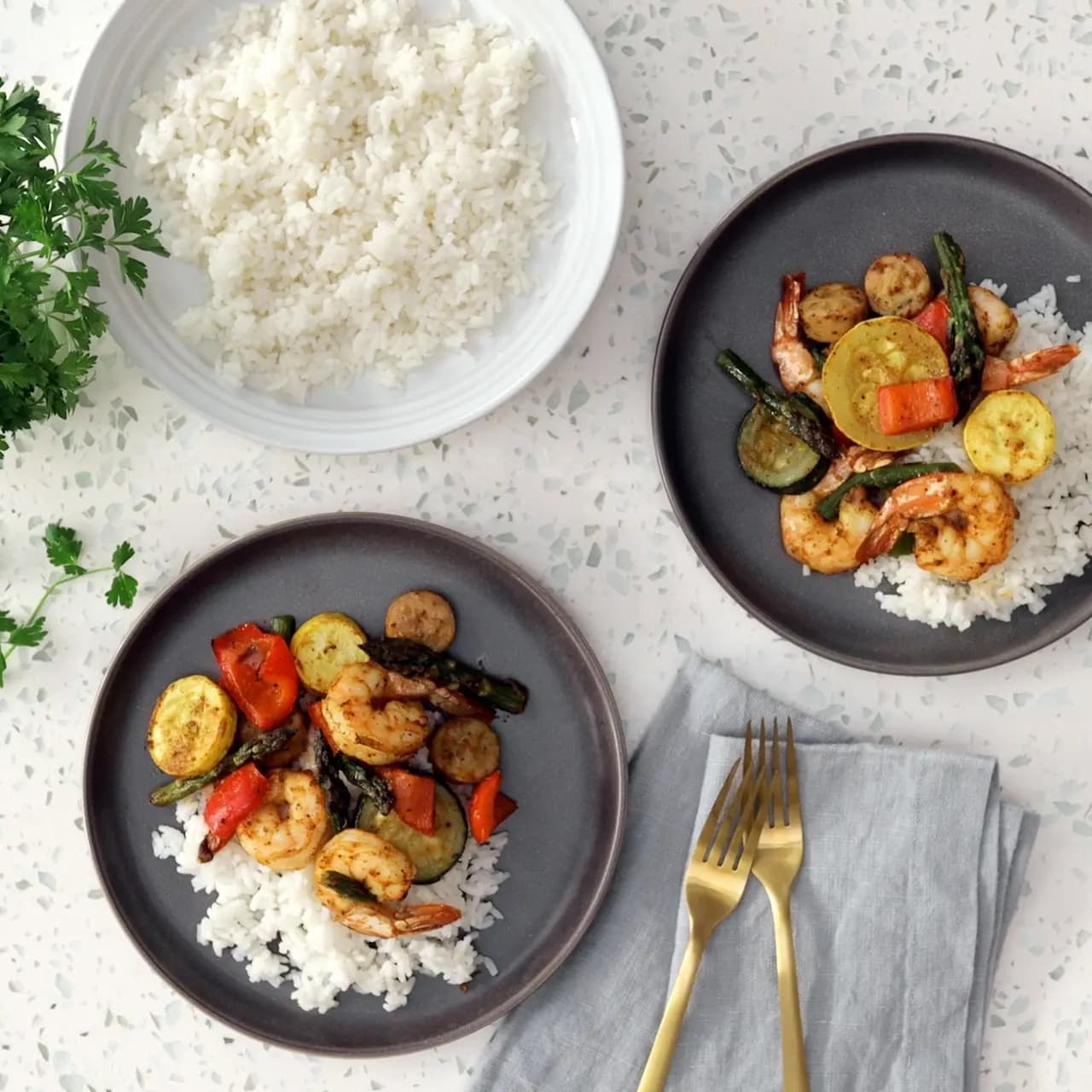 Cajun Shrimp, Sausage, and Vegetable Sheet Pan