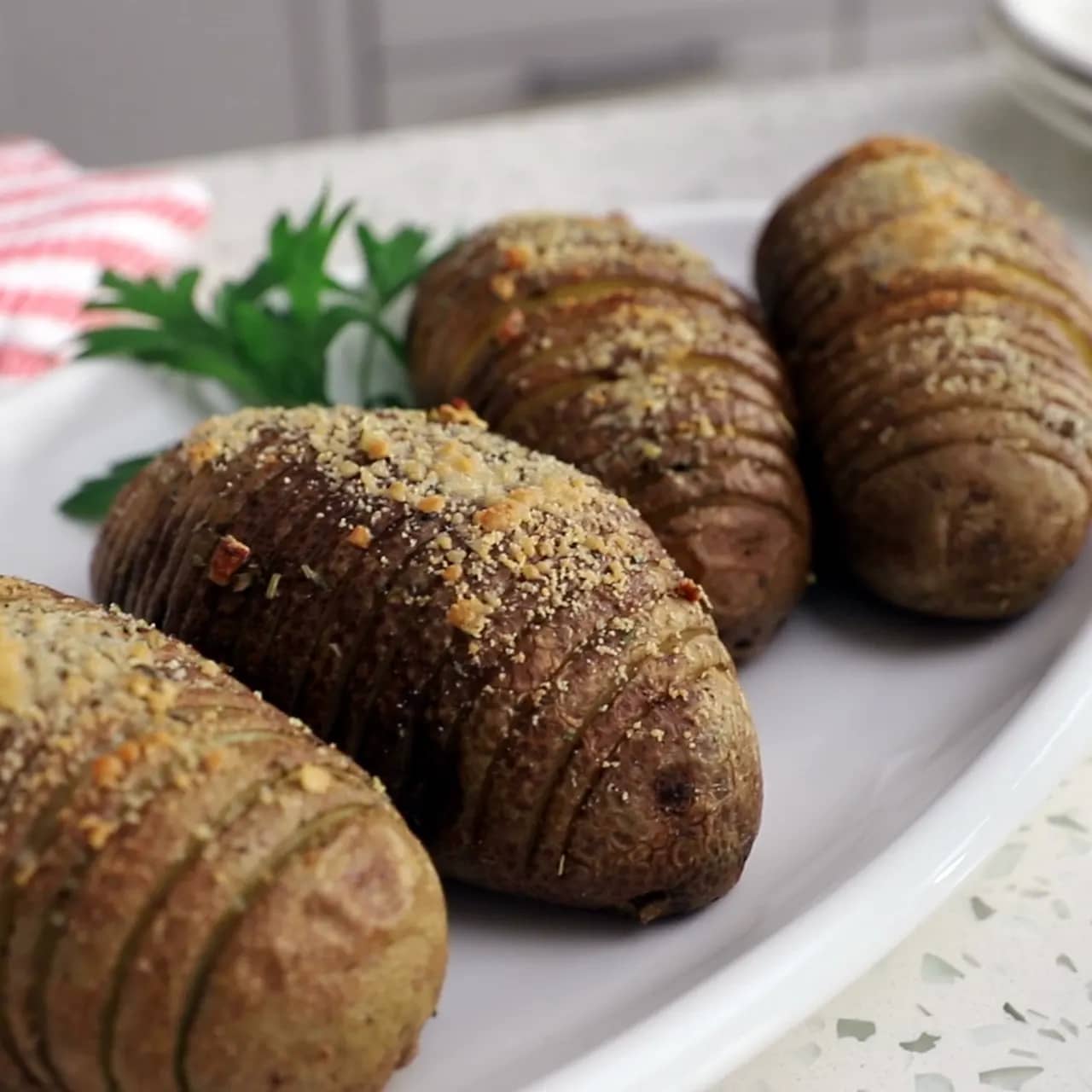 Garlic Parmesan Hasselback Potatoes