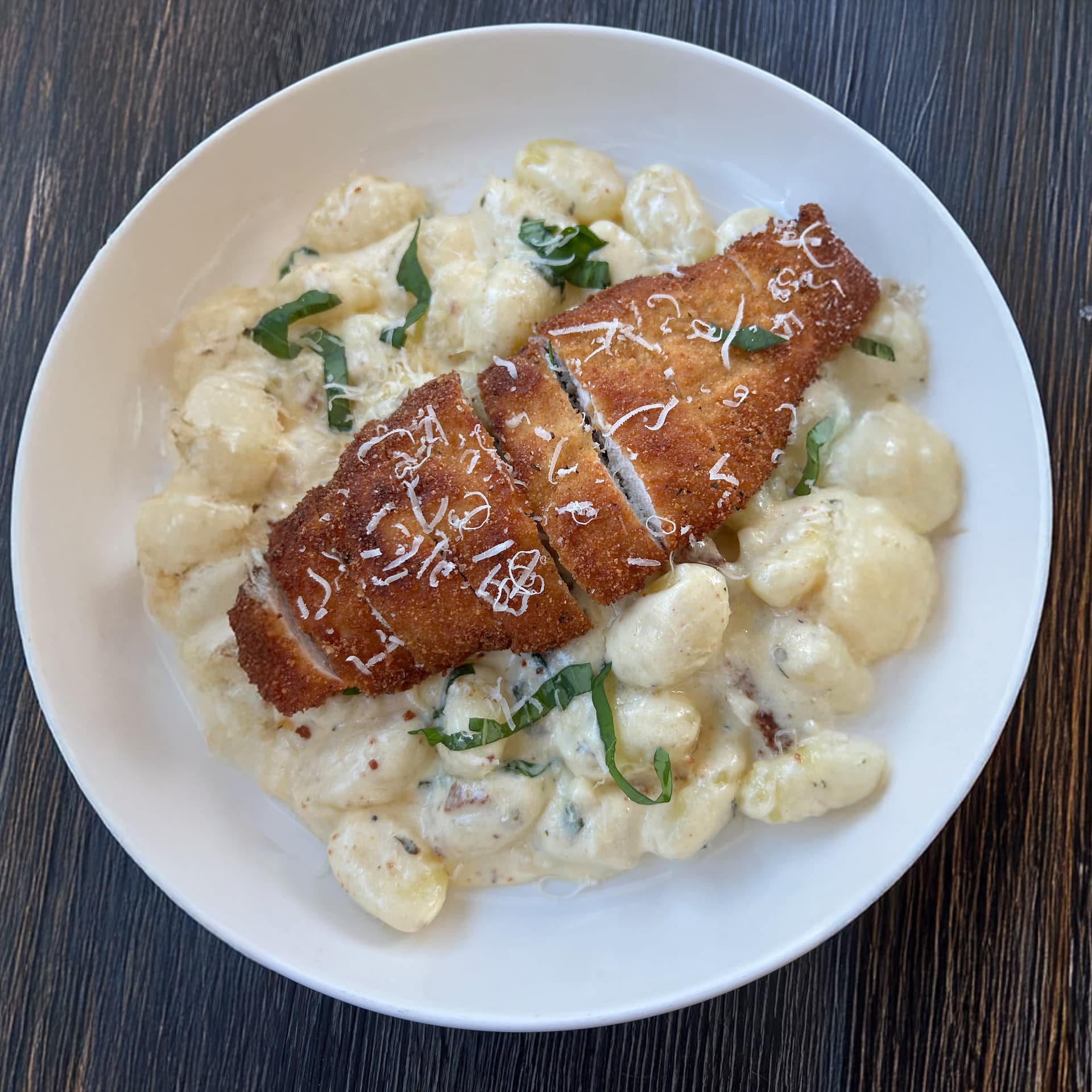 Creamy Lemon Ricotta Gnocchi with Crispy Chicken Cutlet