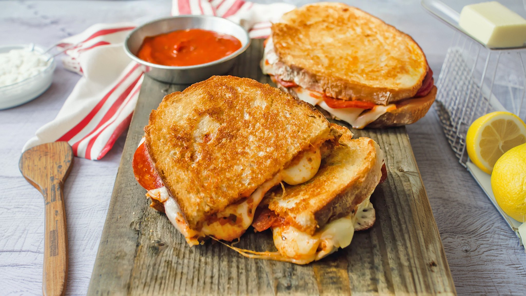 Oven-Baked Pizza Grilled Cheese Sandwiches