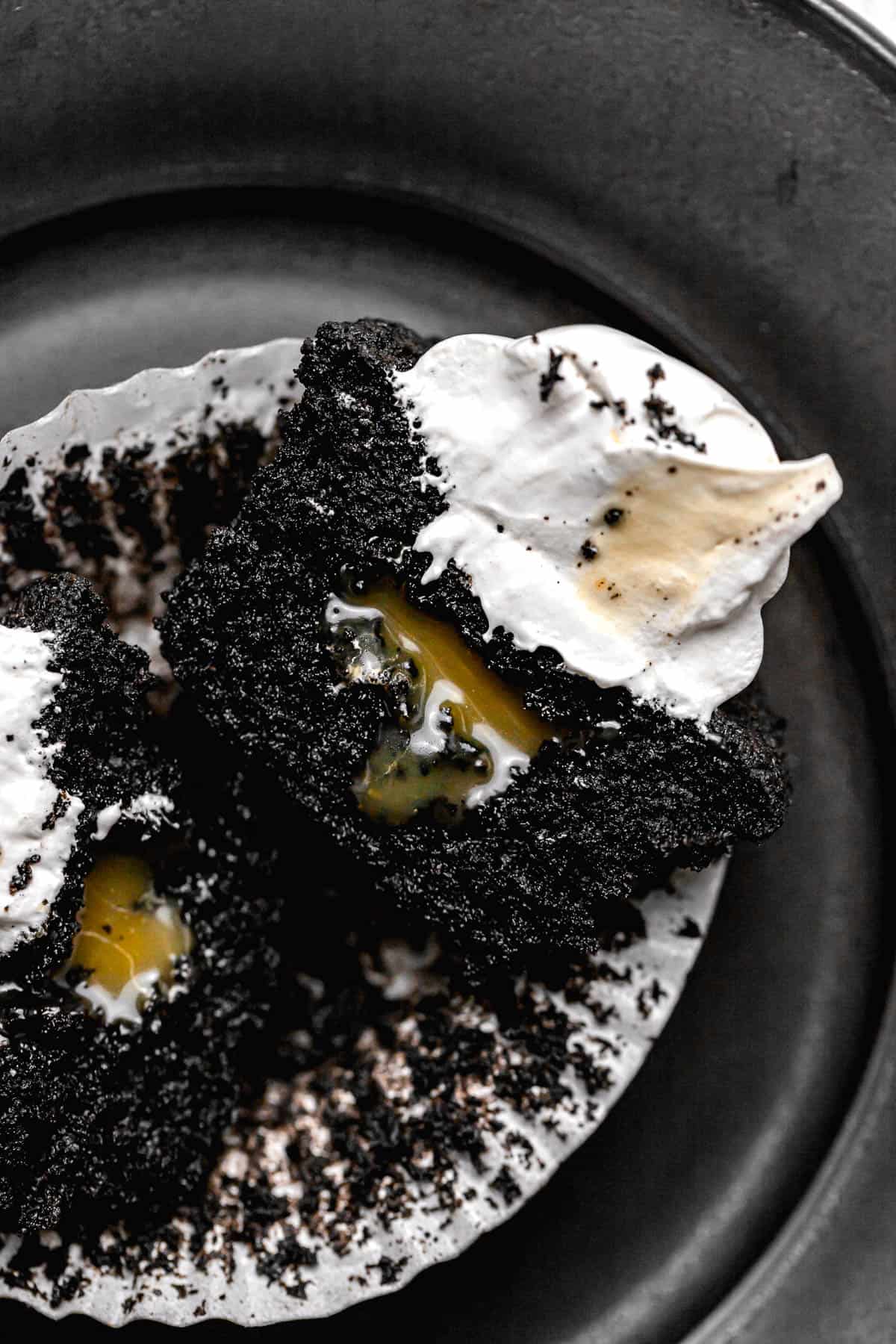 Chocolate Caramel Cupcakes with Meringue Ghosts