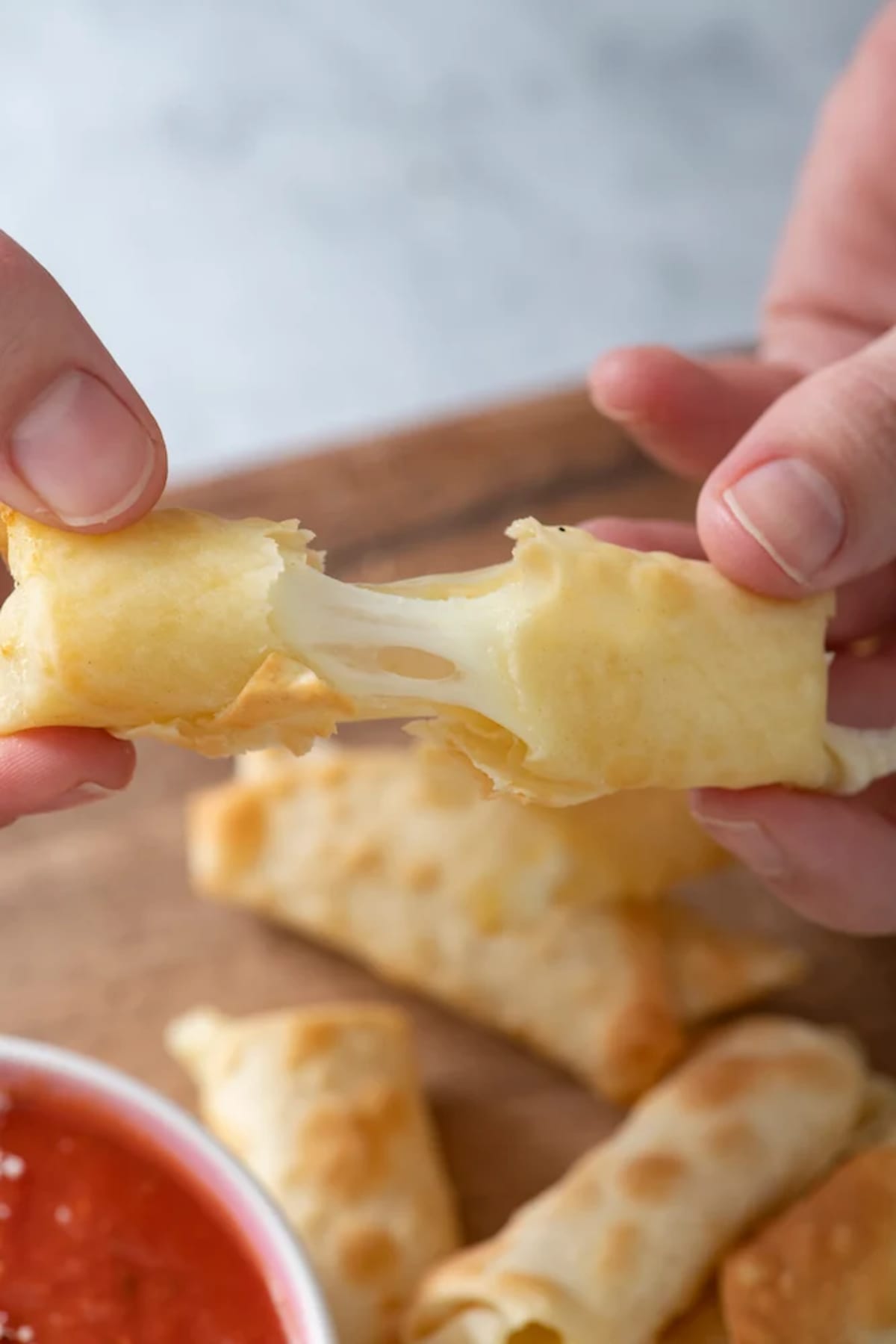 Air Fried Wonton Mozzarella Sticks