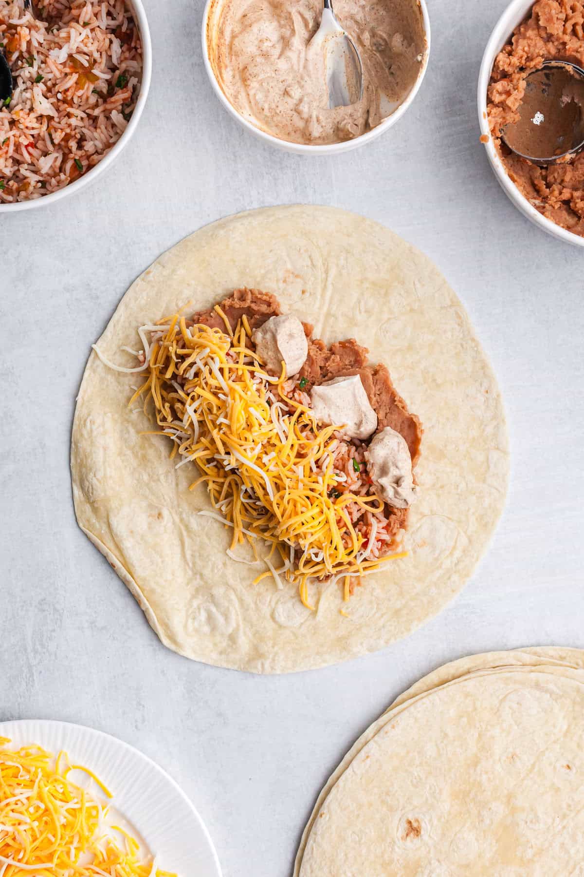 Cheesy Bean and Rice Burrito