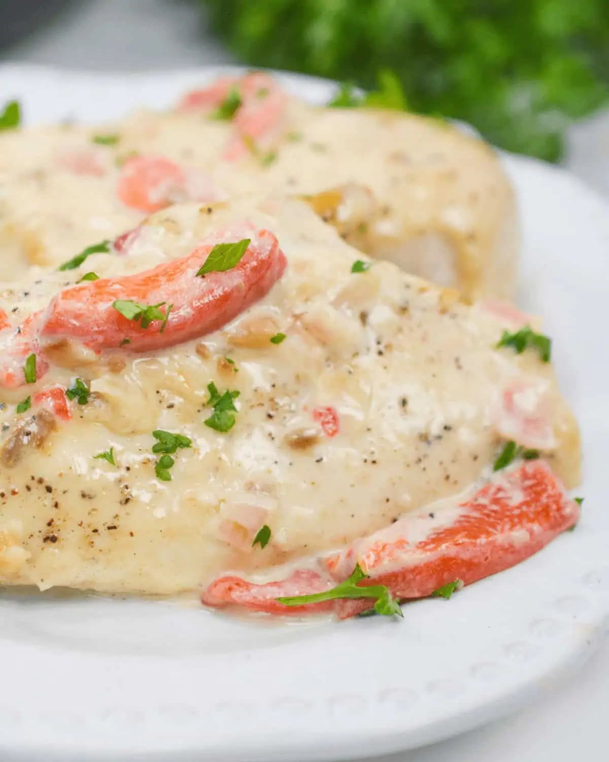 Chicken with Roasted Red Pepper Cream Sauce