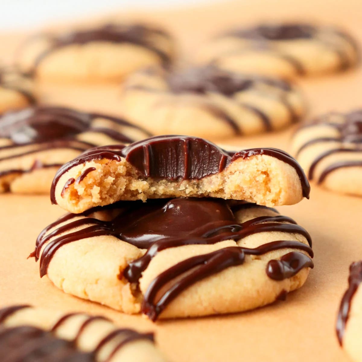 Chocolate Peanut Butter Thumbprint Cookies