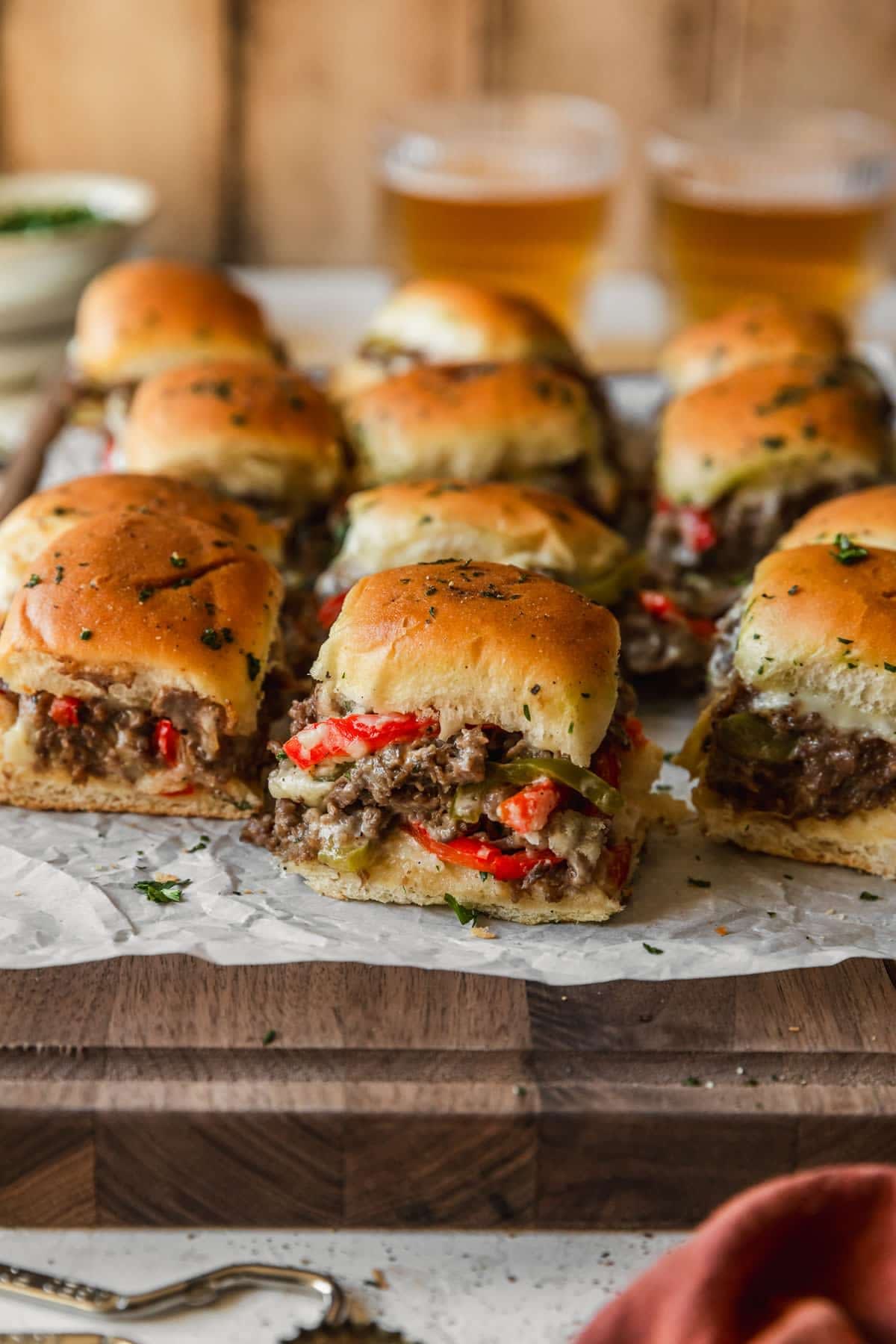 Melty Philly Cheesesteak Sliders on Hawaiian Rolls
