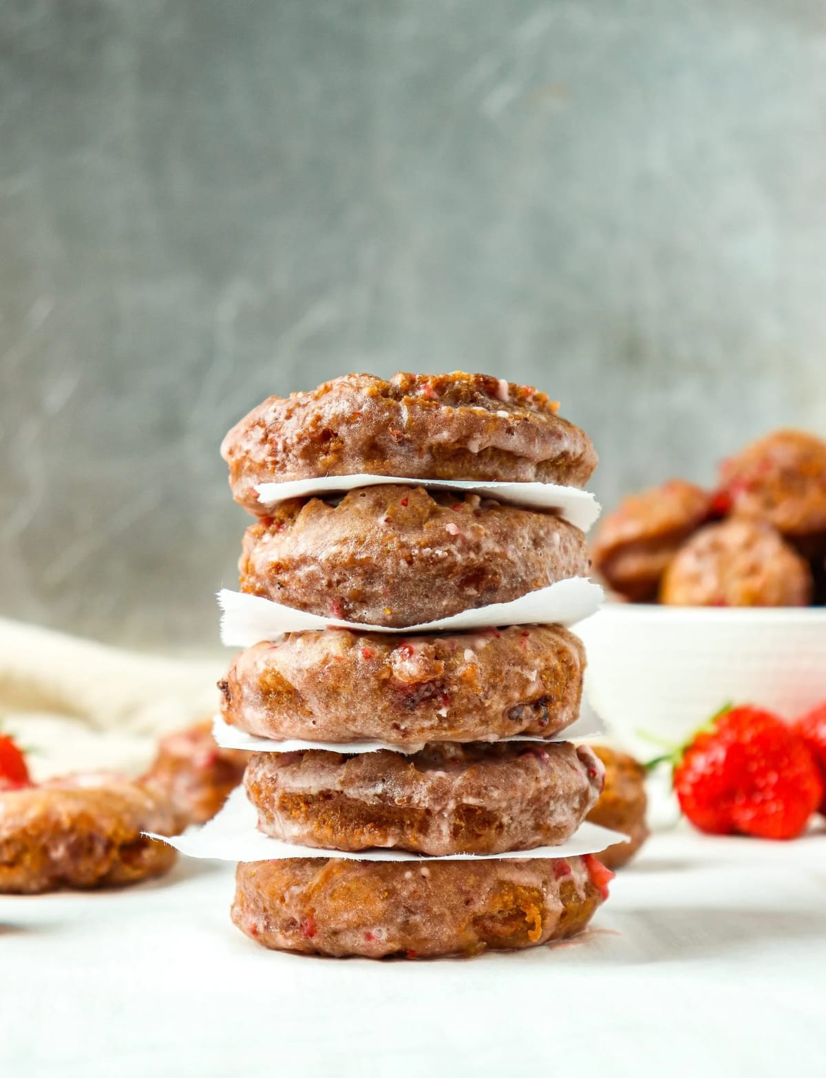 Strawberry Sour Cream Doughnuts