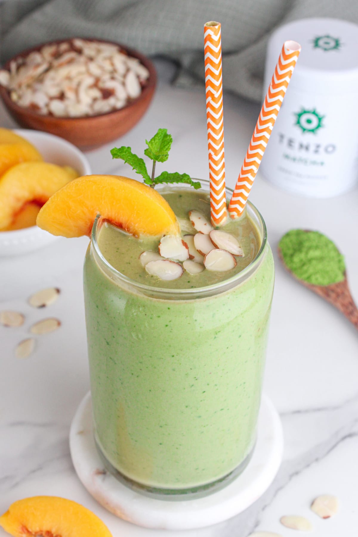 Peach Matcha Protein Smoothie