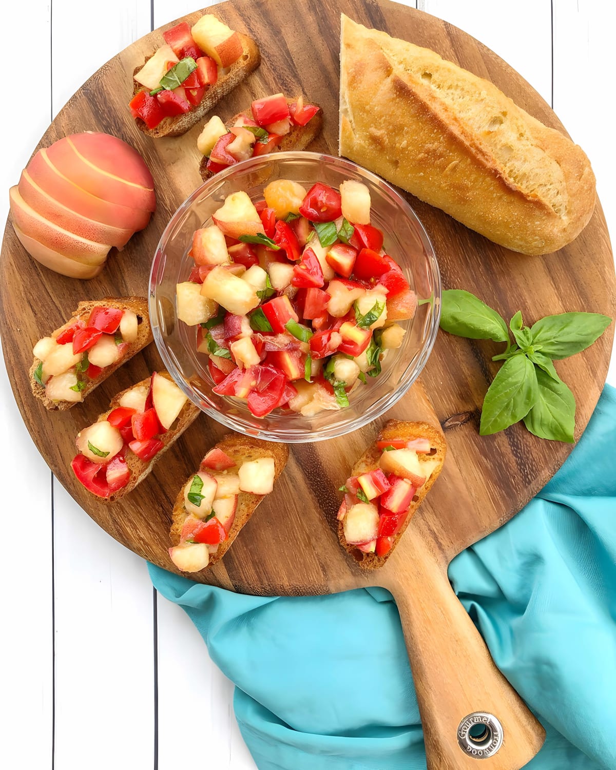 Peach and Tomato Bruschetta