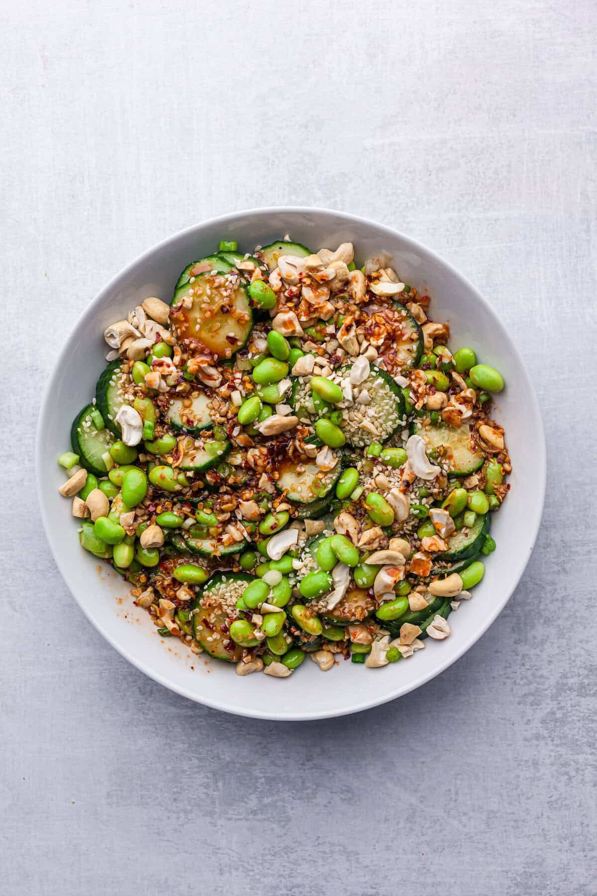 Spicy Edamame Cucumber Salad