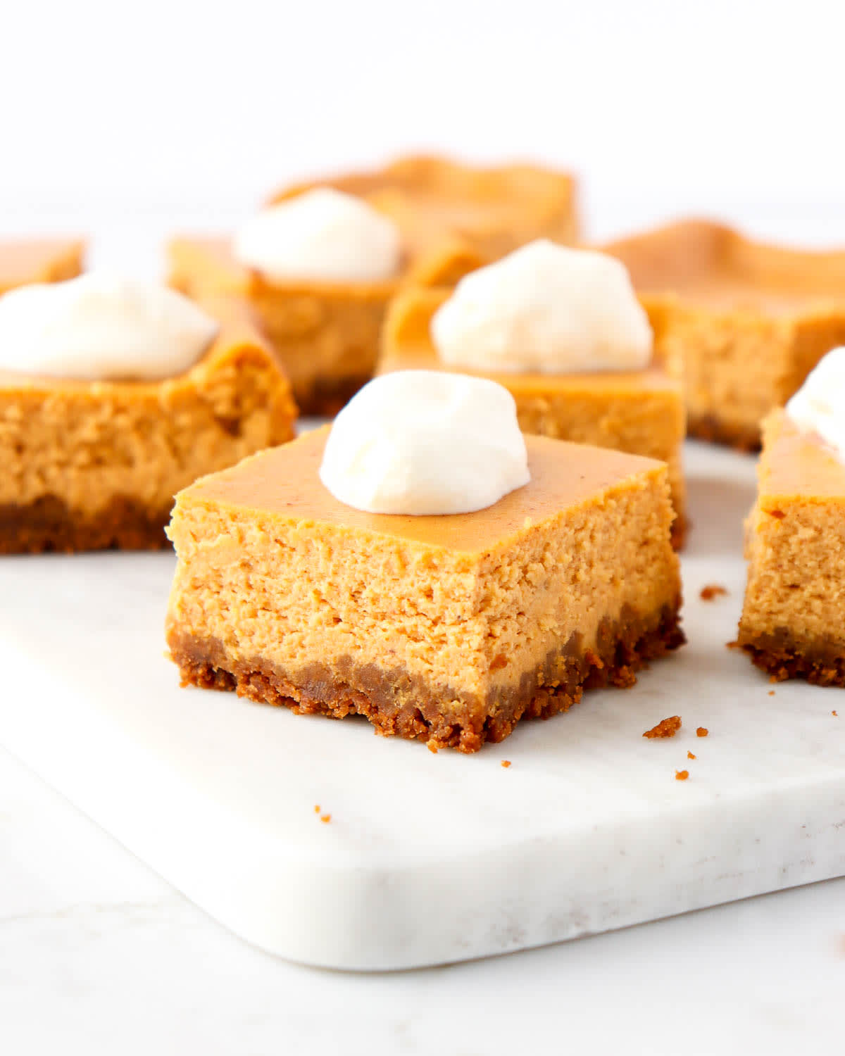 Pumpkin Cheesecake Bars with Gingersnap Crust