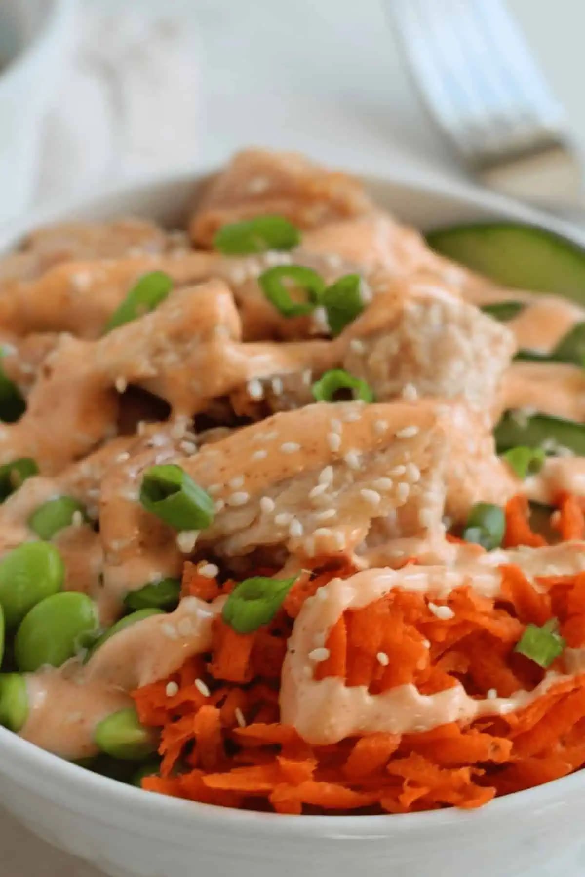 Teriyaki Salmon Bowls with Spicy Mayo Sauce