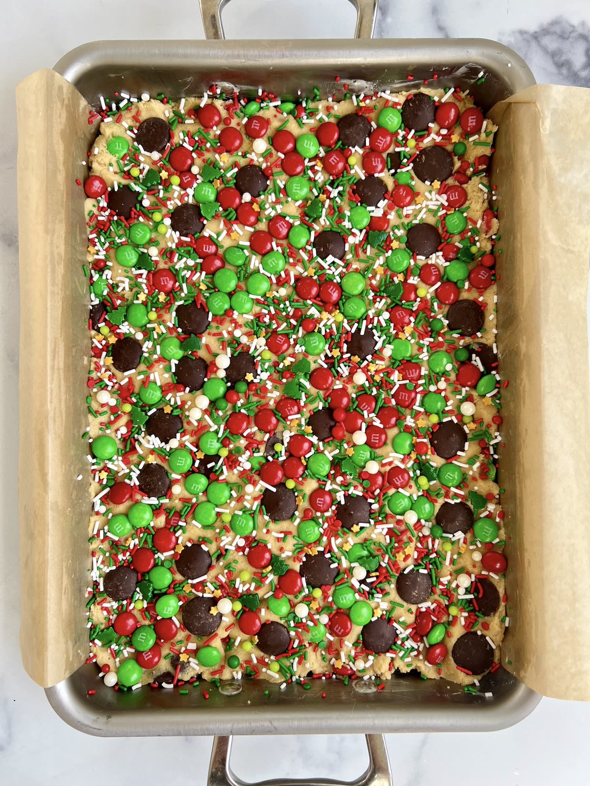 Holiday Chocolate Chip Sprinkle Bars