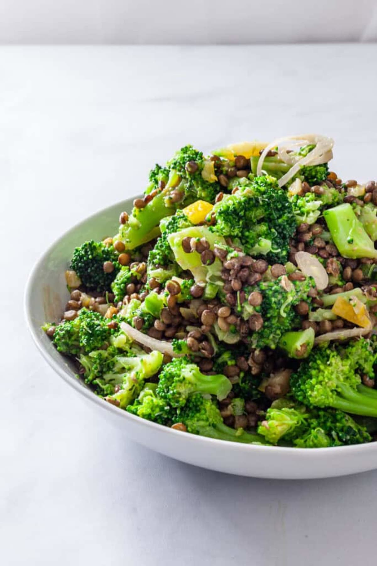 Broccoli Lentil Salad with Anchovy Salad Dressing