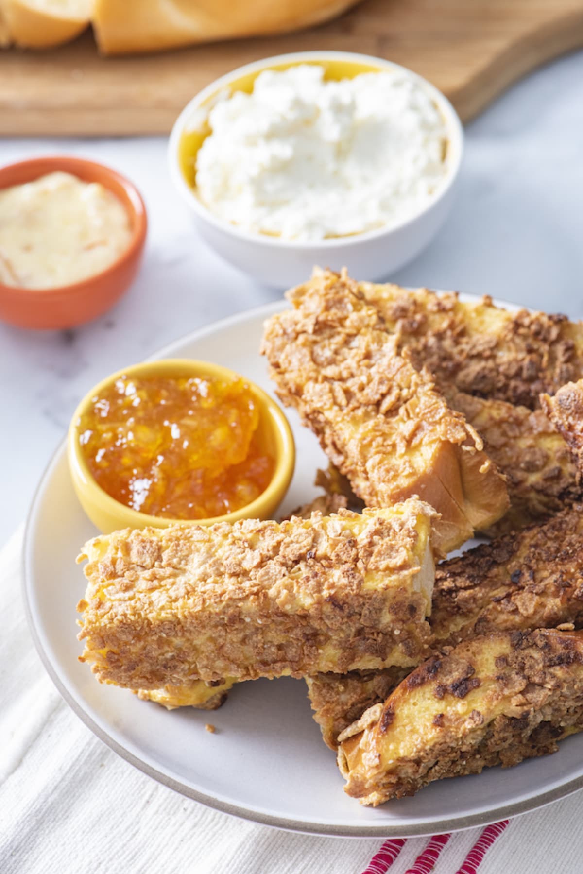 Crispy Orange Stuffed French Toast Sticks
