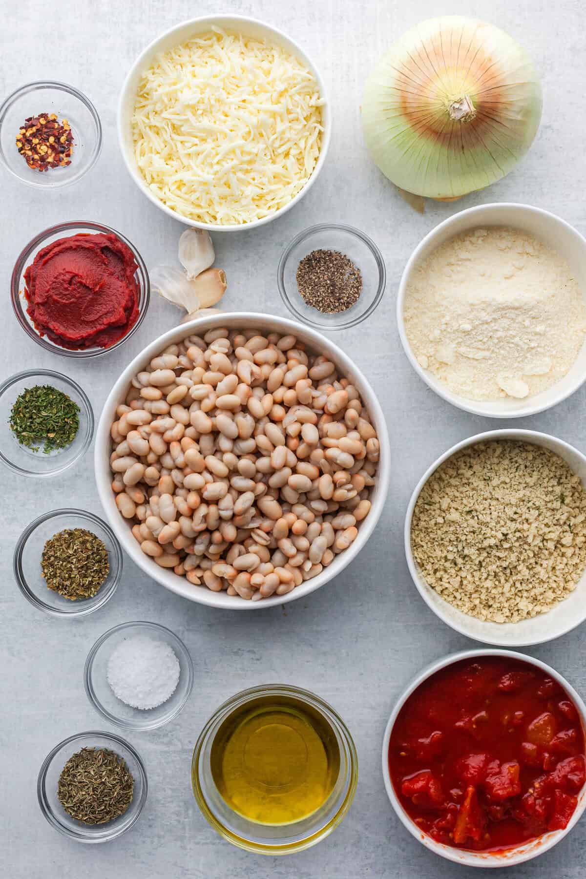 Cheesy White Bean Tomato Bake