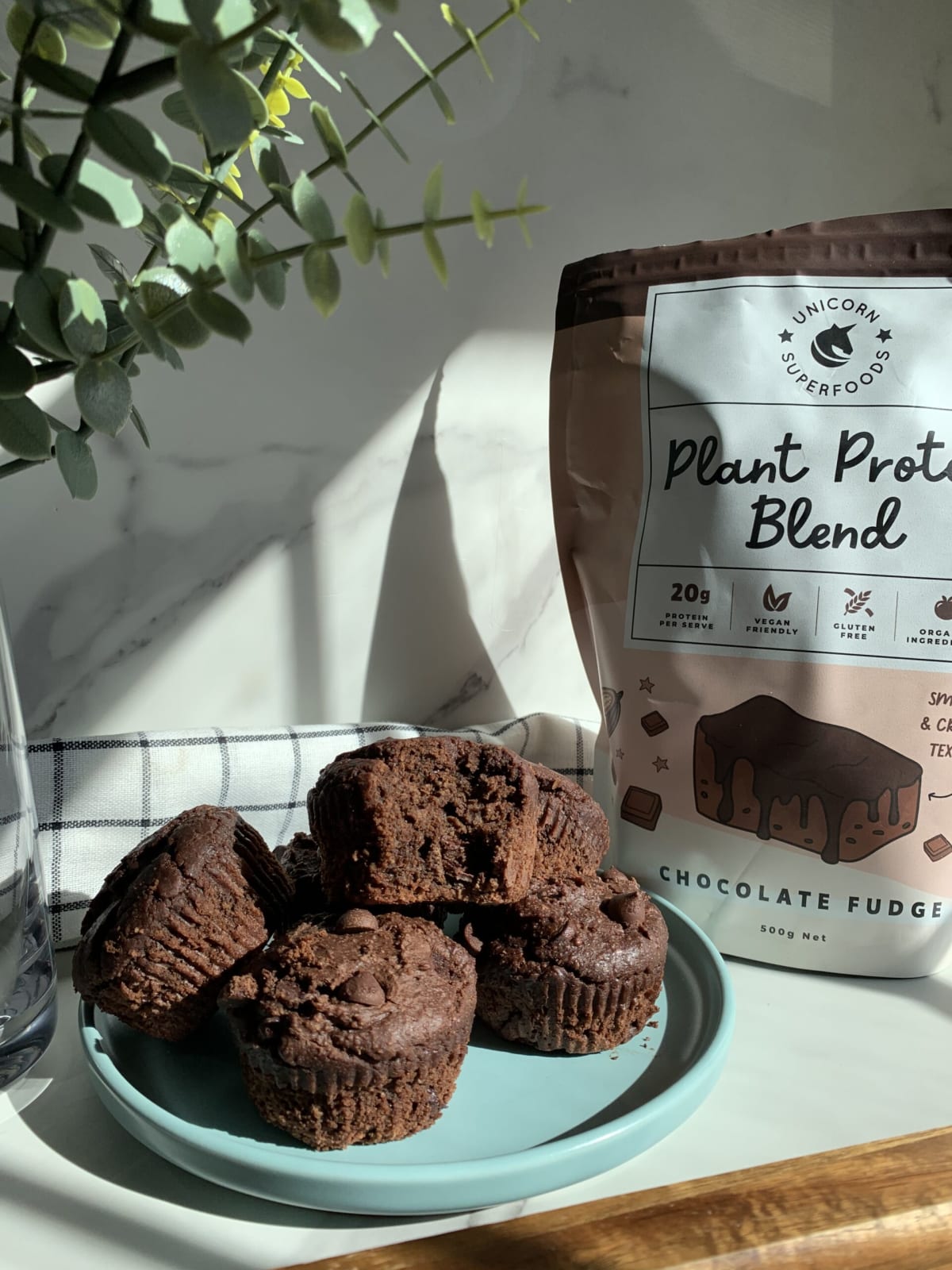 Chocolate Protein Muffins (Vegan, Gluten Free)
