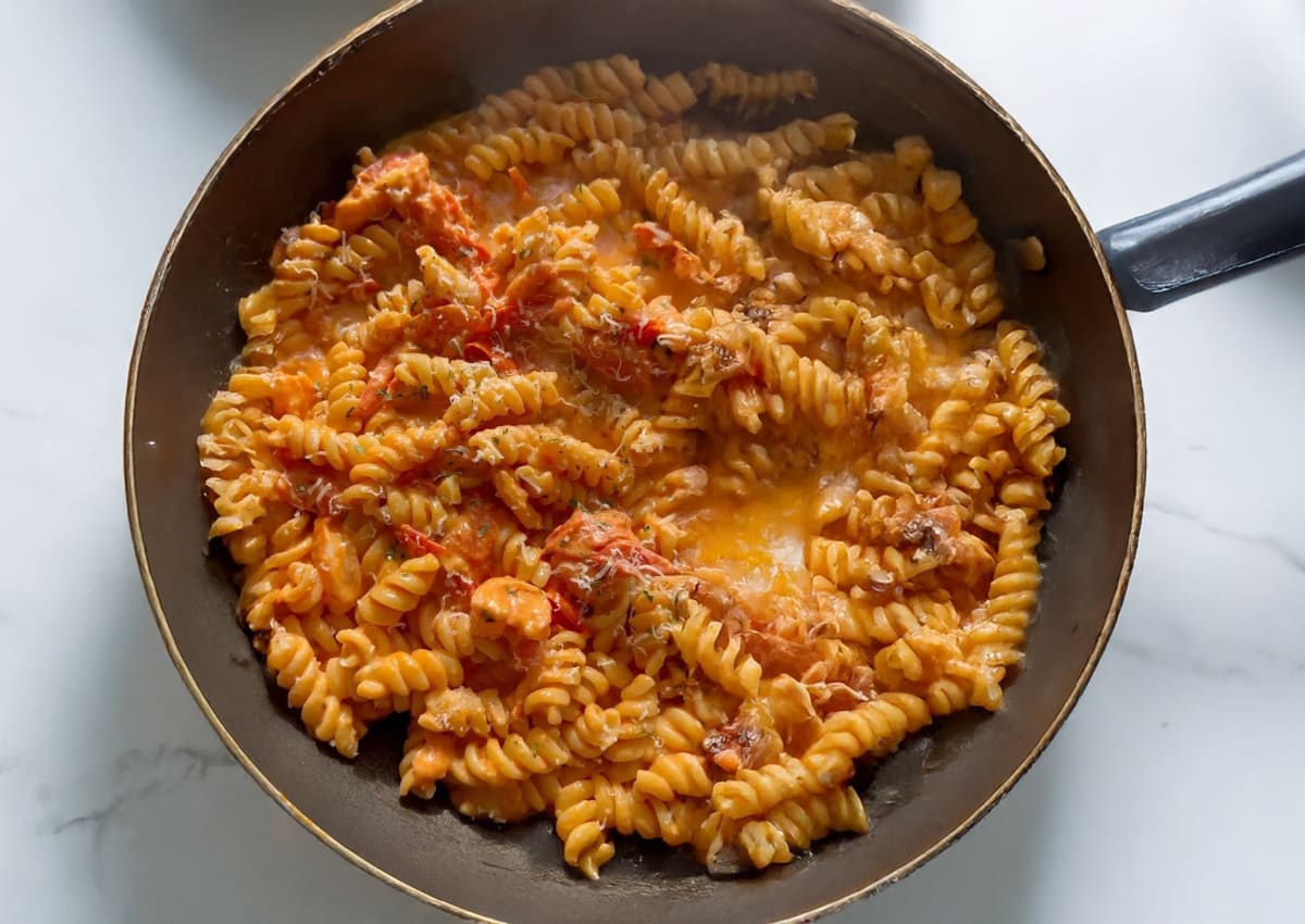 Tomato Cream Rotini with Shrimp
