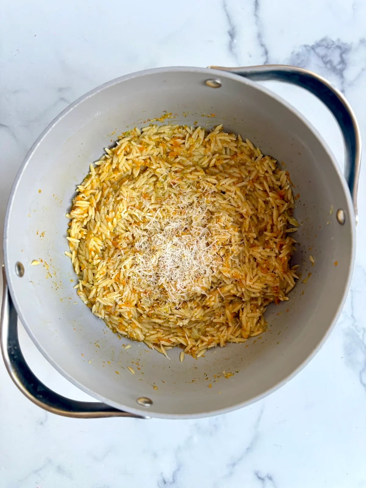 Carrot, Broccoli and Cheese Orzo