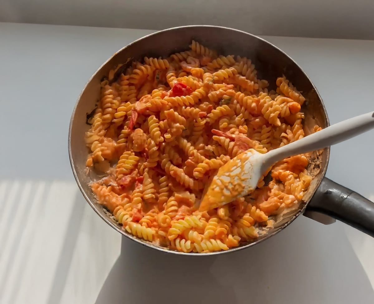 Tomato Cream Rotini with Shrimp