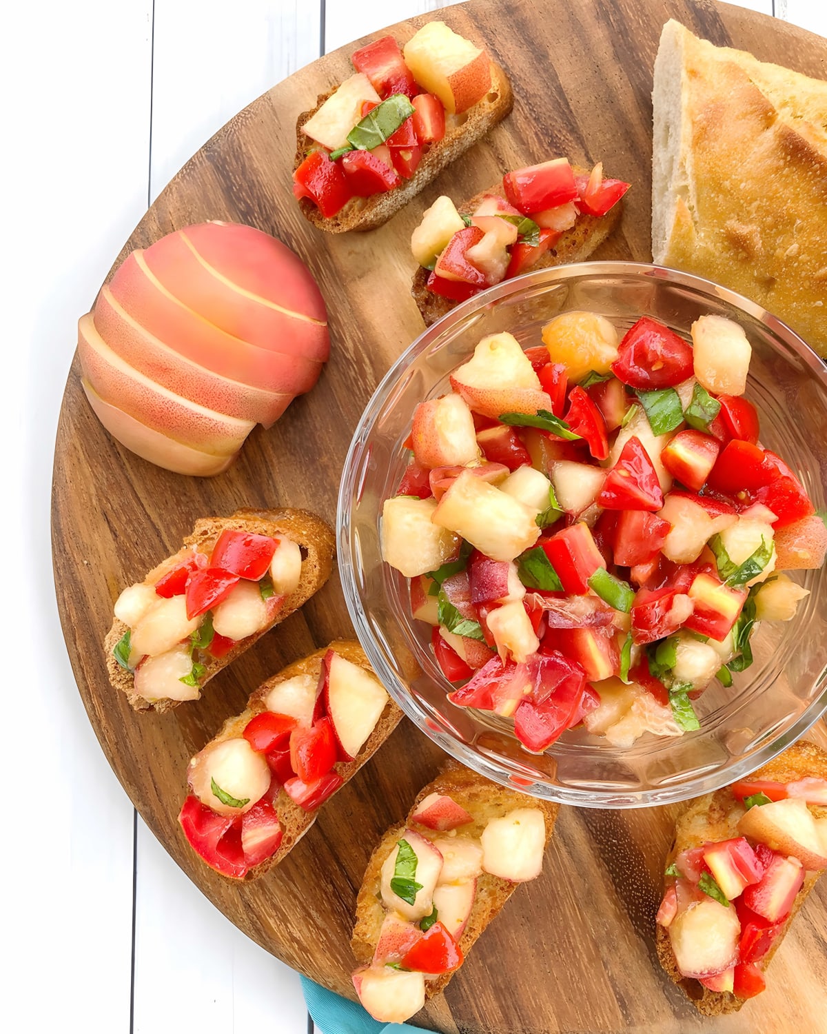 Peach and Tomato Bruschetta