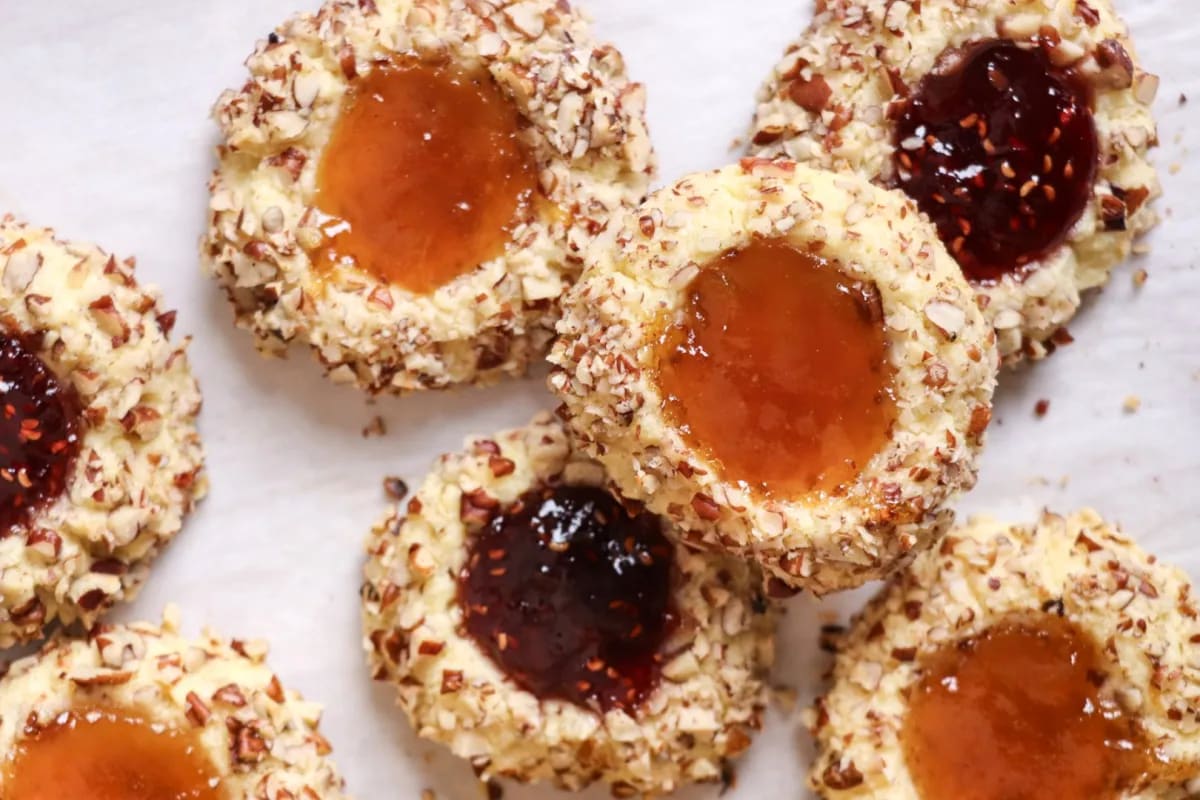 Classic Thumbprint Cookies with Jam and Pecans