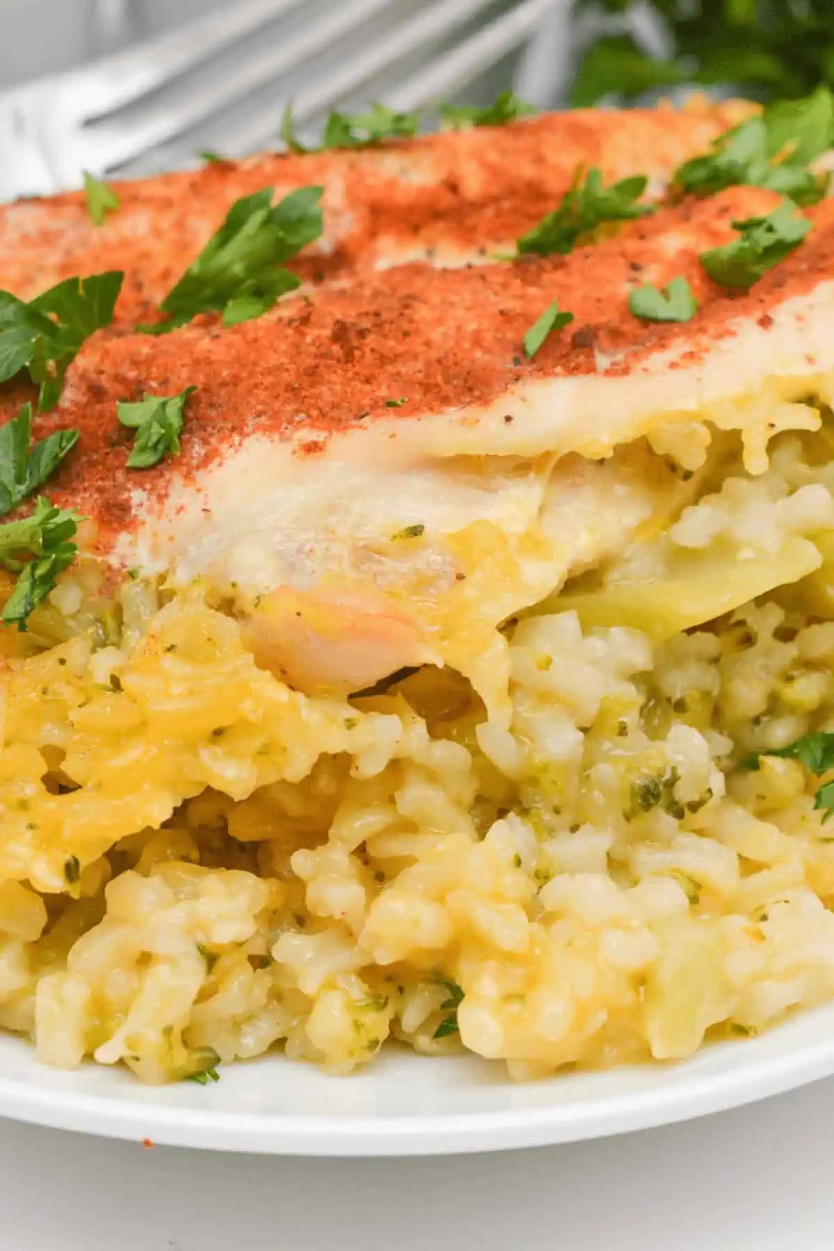 Cheesy Chicken Broccoli and Rice Casserole