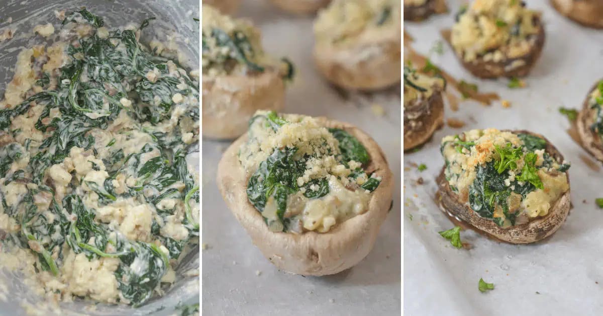Spinach and Boursin Cheese Stuffed Mushrooms