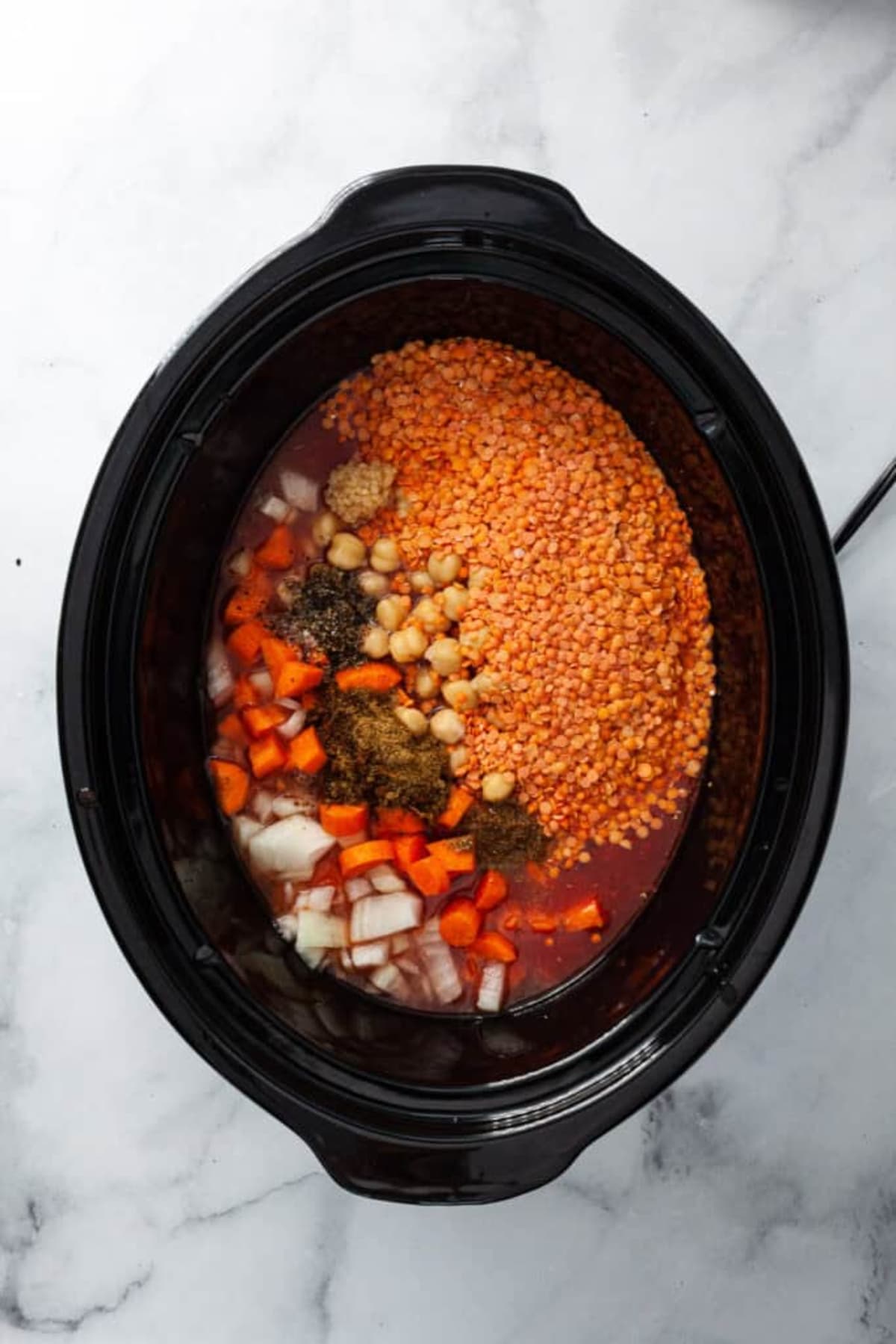 Smoky Slow Cooker Stewed Lentils and Chickpeas