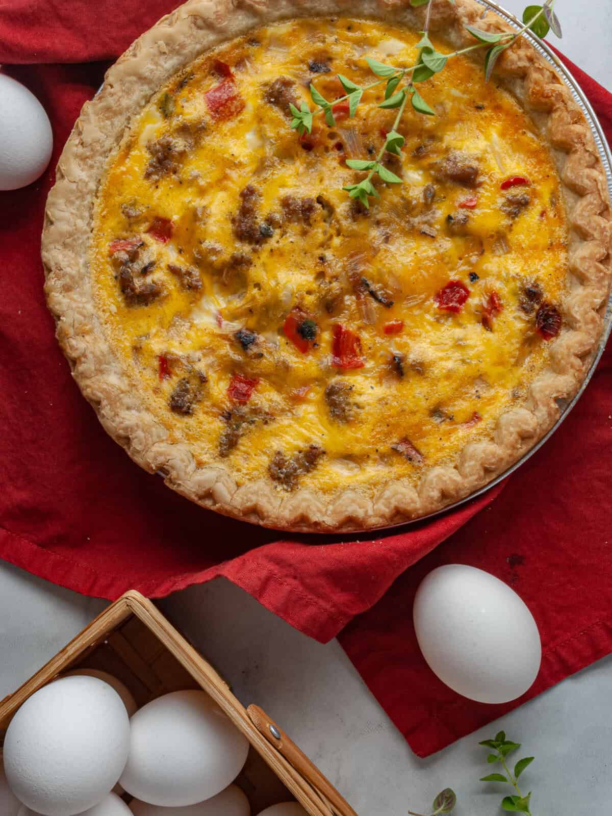 Lazy Quiche with Sausage, Onions, and Peppers