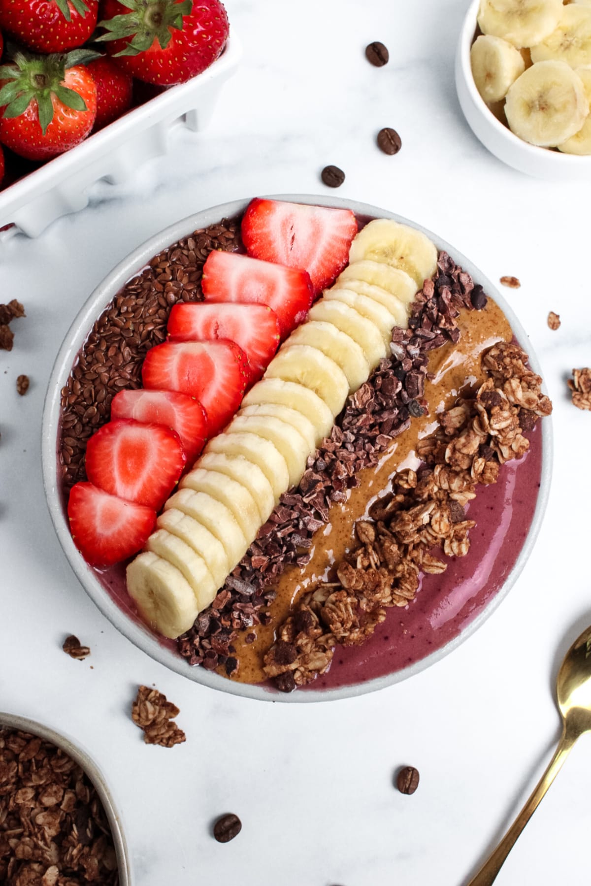 Strawberry Banana Espresso Smoothie Bowl